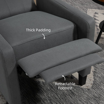 HOMCOM ingback Recliner Chair for Home Theater, Button Tufted Microfibre Cloth Reclining Armchair with Leg Rest, Deep Grey