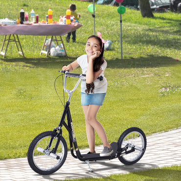 HOMCOM outh Scooter Adult Teen Push Scooter Kids Children Stunt Scooter Bike Bicycle Ride On 16" Pneumatic Tyres (Black)