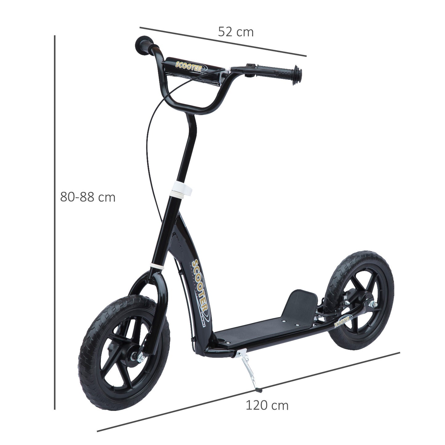 HOMCOM een Push Scooter Kids Children Stunt Scooter Bike Bicycle Ride On 12" EVA Tyres (Black)