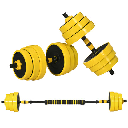 HOMCOM 0KG Dumbbell & Barbell Adjustable Set Plate Bar Clamp Rod Home Gym Sports Area Exercise Ergonomic