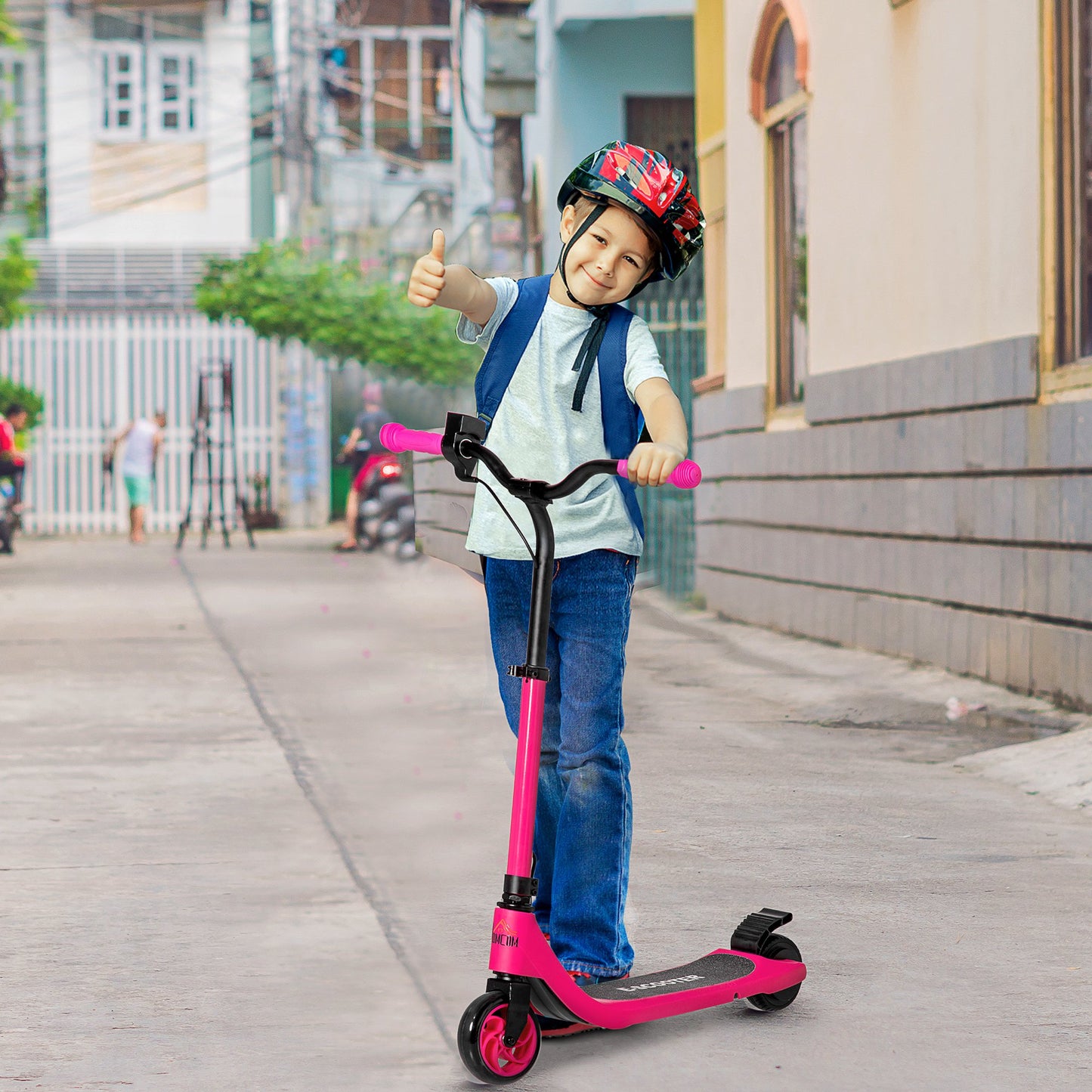 HOMCOM lectric Scooter, 120W Motor E-Scooter with Battery Display, Adjustable Height, Rear Brake for Ages 6+ Years - Pink