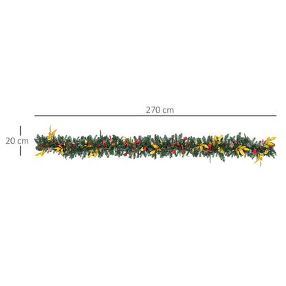 HOMCOM .7M Artificial Christmas Garland w/ Pine Cones Decorations Seasonal Style Beauty Home Fireplace Doors