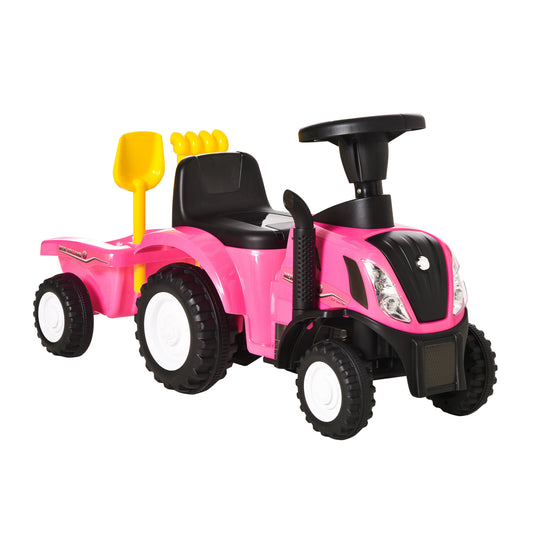 HOMCOM ide-On Tractor, Toddler Walker, Foot-to-Floor Slide, for Ages 1-3 Years - Pink