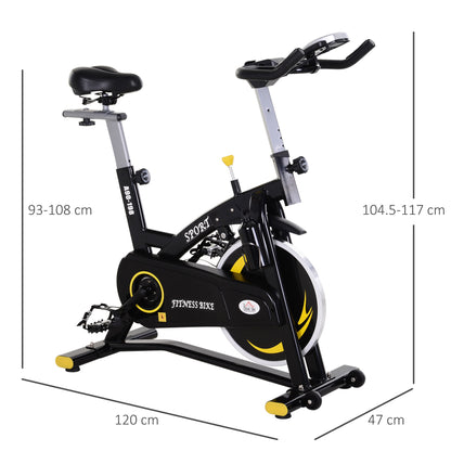 HOMCOM tationary Exercise Bike, Aerobic Indoor Training, Upright Cycling Cardio Workout, Home Fitness Racing Machine with 10KG Flywheel, LCD Monitor & Phone Holder, Yellow