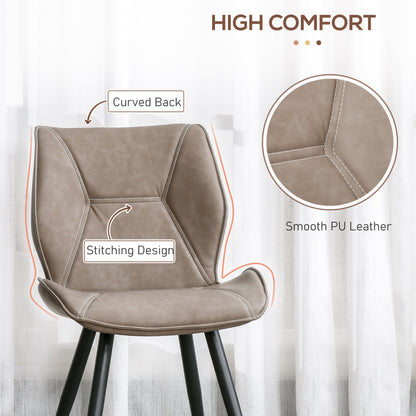 HOMCOM et of 4 Contrast Stitched PU Leather Racing-Style Dining Chairs Accent Seat w/ Steel Legs Ergonomic Back Padding Home Living Room Brown