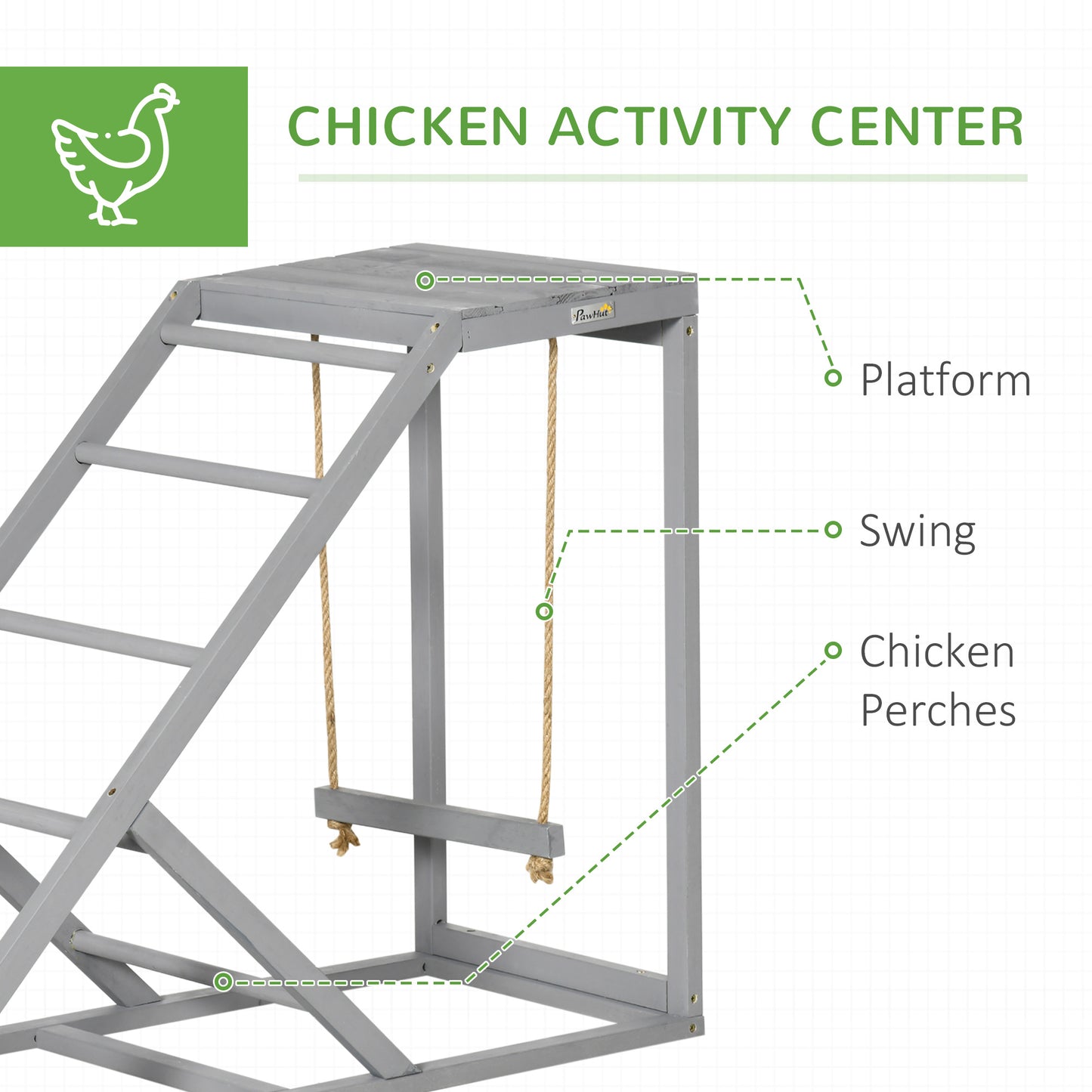 PawHut Walk-In Chicken Run, Metal Chicken Coop with Cover, Outdoor Hen Poultry House Cage with Chicken Activity Shelf, for Chickens, Rabbits, Ducks, 2.8 x 1.9 x 2m