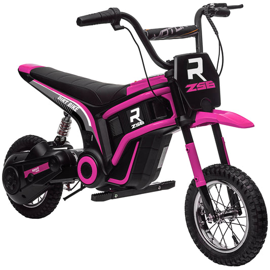 HOMCOM 4V Electric Motorbike with Twist Grip Throttle, Music, Horn, 12" Pneumatic Tyres, 16km/h Max Speed - Pink