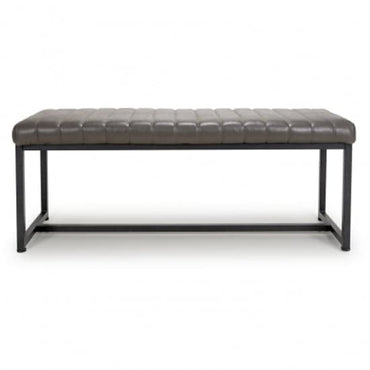 Aboba Leather Effect Dining Bench In Grey