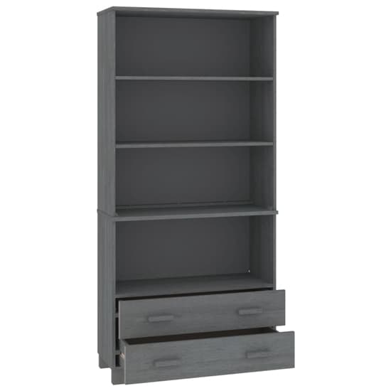 Honey Brown Pinewood Bookcase with 3 Shelves and 2 Drawers for Living Room Storage