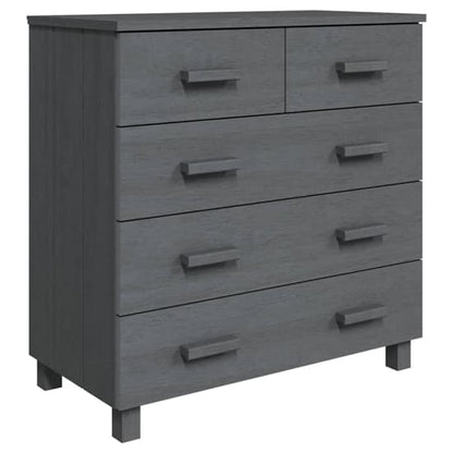 Abril Pinewood Chest Of 5 Drawers In Dark Grey