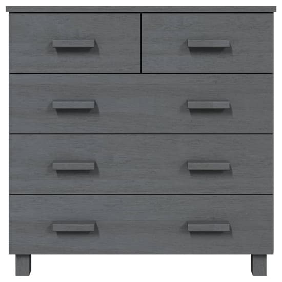 Abril Pinewood Chest Of 5 Drawers In Dark Grey