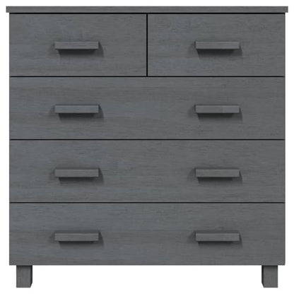 Abril Pinewood Chest Of 5 Drawers In Dark Grey