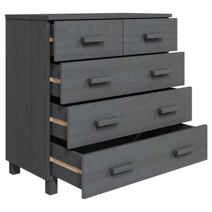 Abril Pinewood Chest Of 5 Drawers In Dark Grey