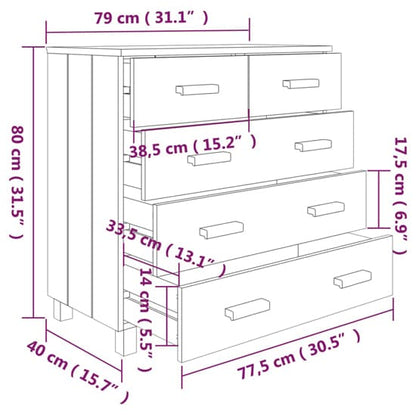 Abril Pinewood Chest Of 5 Drawers In Dark Grey