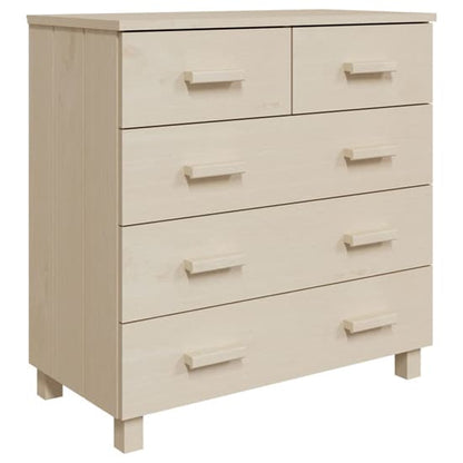 Abril Pinewood Chest Of 5 Drawers In Honey Brown