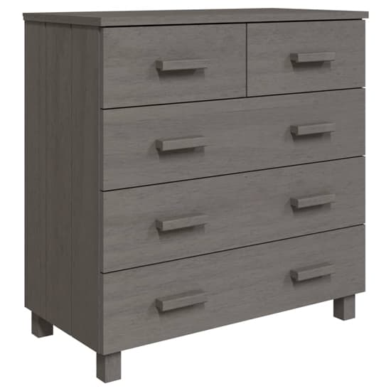 Abril Pinewood Chest Of 5 Drawers In Light Grey