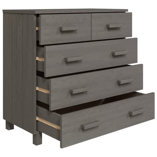 Abril Pinewood Chest Of 5 Drawers In Light Grey