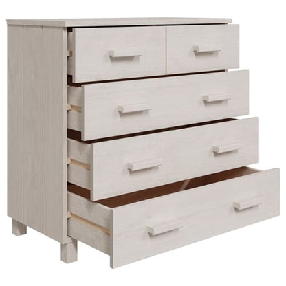 Abril Pinewood Chest Of 5 Drawers In White