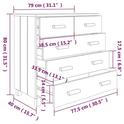 Abril Pinewood Chest Of 5 Drawers In White