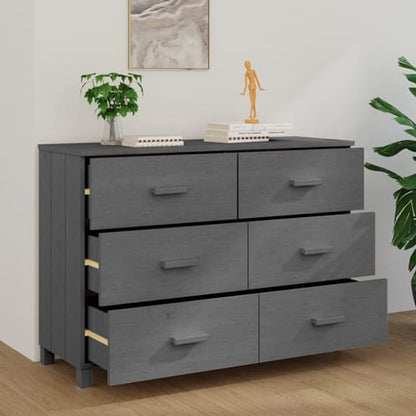 Abril Pinewood Chest Of 6 Drawers In Dark Grey