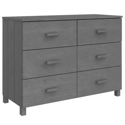 Abril Pinewood Chest Of 6 Drawers In Dark Grey