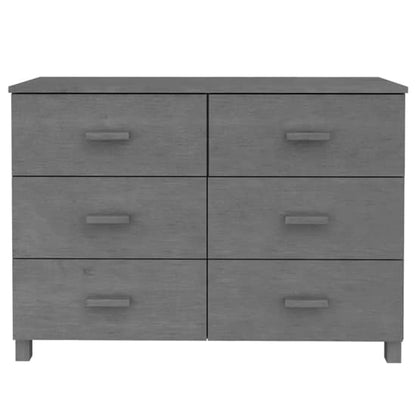 Abril Pinewood Chest Of 6 Drawers In Dark Grey