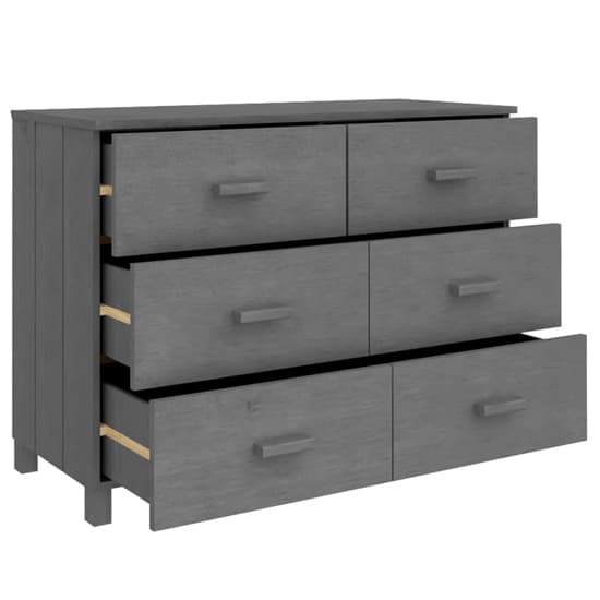 Abril Pinewood Chest Of 6 Drawers In Dark Grey