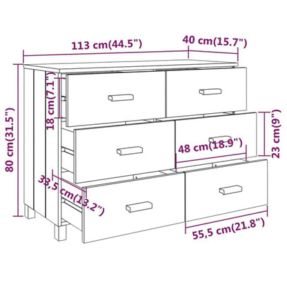 Abril Pinewood Chest Of 6 Drawers In Dark Grey