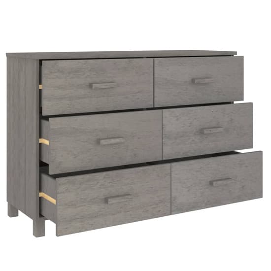 Abril Pinewood Chest Of 6 Drawers In Light Grey