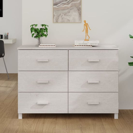 Abril Pinewood Chest Of 6 Drawers In White