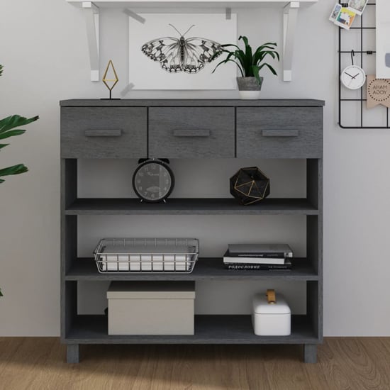 Abril Pinewood Console Table with Honey Brown Finish, 3 Spacious Drawers, Ideal for Entryway and Living Room