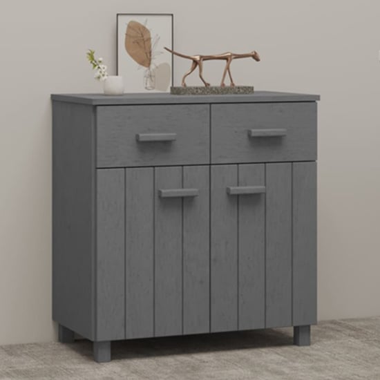 Furco Abril Dark Grey Pinewood Sideboard with 2 Doors & 2 Drawers for Living Room or Dining Room Storage