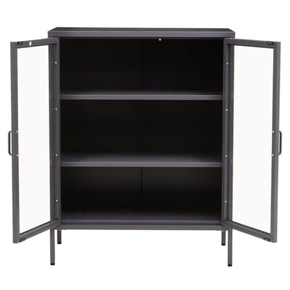 Accra Steel Display Cabinet With 2 Doors In Grey