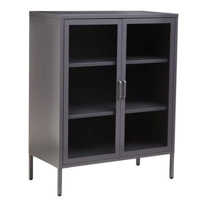 Accra Steel Display Cabinet With 2 Doors In Grey