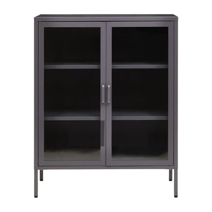 Accra Steel Display Cabinet With 2 Doors In Grey