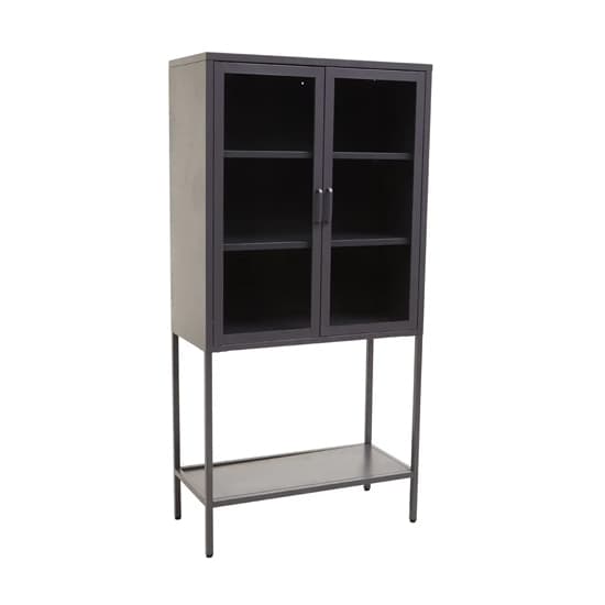 Accra Steel Display Cabinet With 2 Doors And Shelf In Grey