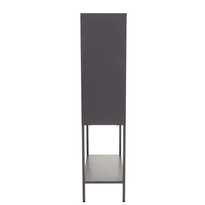 Accra Steel Display Cabinet With 2 Doors And Shelf In Grey