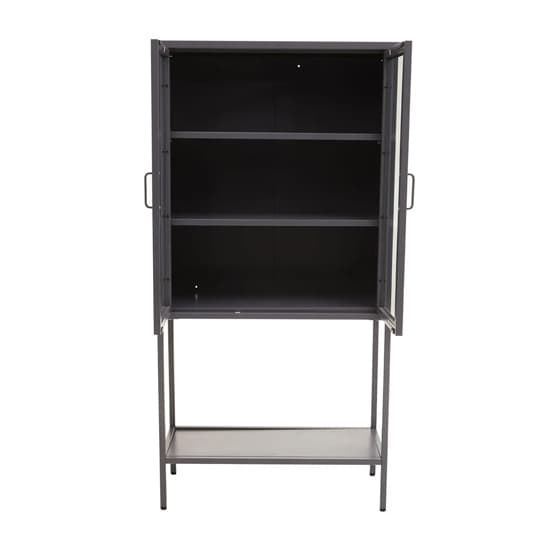 Accra Steel Display Cabinet With 2 Doors And Shelf In Grey