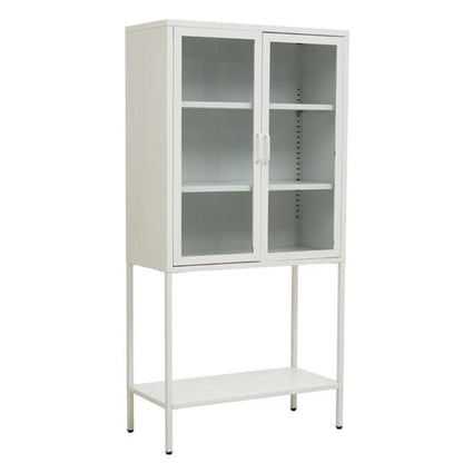 Accra Steel Display Cabinet With 2 Doors And Shelf In White