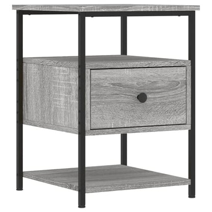 Achava Wooden Bedside Cabinet 1 Drawer 1 Shelf In Grey Sonoma Oak