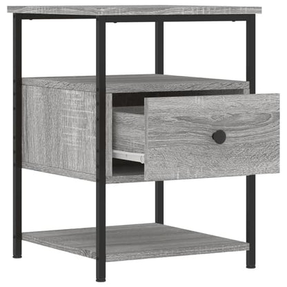 Achava Wooden Bedside Cabinet 1 Drawer 1 Shelf In Grey Sonoma Oak