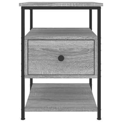 Achava Wooden Bedside Cabinet 1 Drawer 1 Shelf In Grey Sonoma Oak