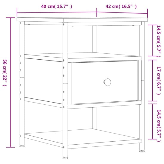 Achava Wooden Bedside Cabinet 1 Drawer 1 Shelf In Grey Sonoma Oak