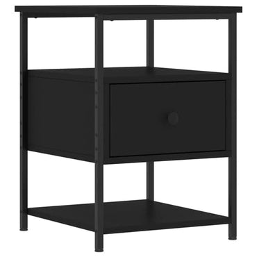 Achava Wooden Bedside Cabinet 1 Drawer 1 Shelf In Black