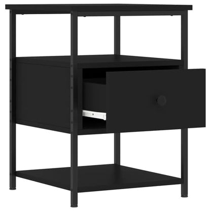 Achava Wooden Bedside Cabinet 1 Drawer 1 Shelf In Black