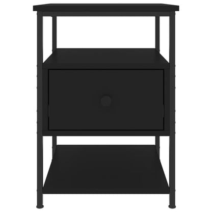 Achava Wooden Bedside Cabinet 1 Drawer 1 Shelf In Black