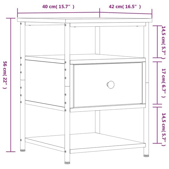 Achava Wooden Bedside Cabinet 1 Drawer 1 Shelf In Black