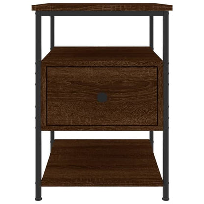 Achava Brown Oak Bedside Cabinet with Drawer and Shelf for Modern Bedrooms