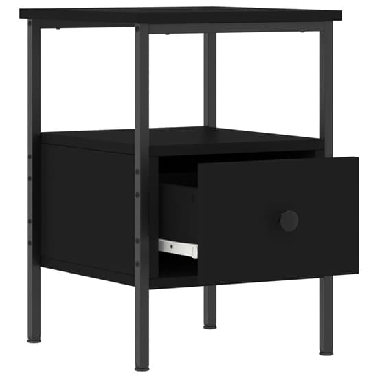 Achava Wooden Bedside Cabinet With 1 Drawer In Black