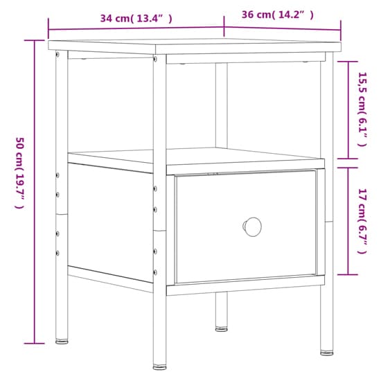 Achava Wooden Bedside Cabinet With 1 Drawer In Black